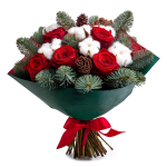 Winter Charm Pine and Rose Bouquet